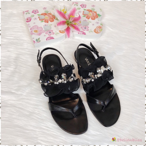 Vaneli Shoes - Jeweled Ruffle Thong Sandals by Vaneli, Size 9
